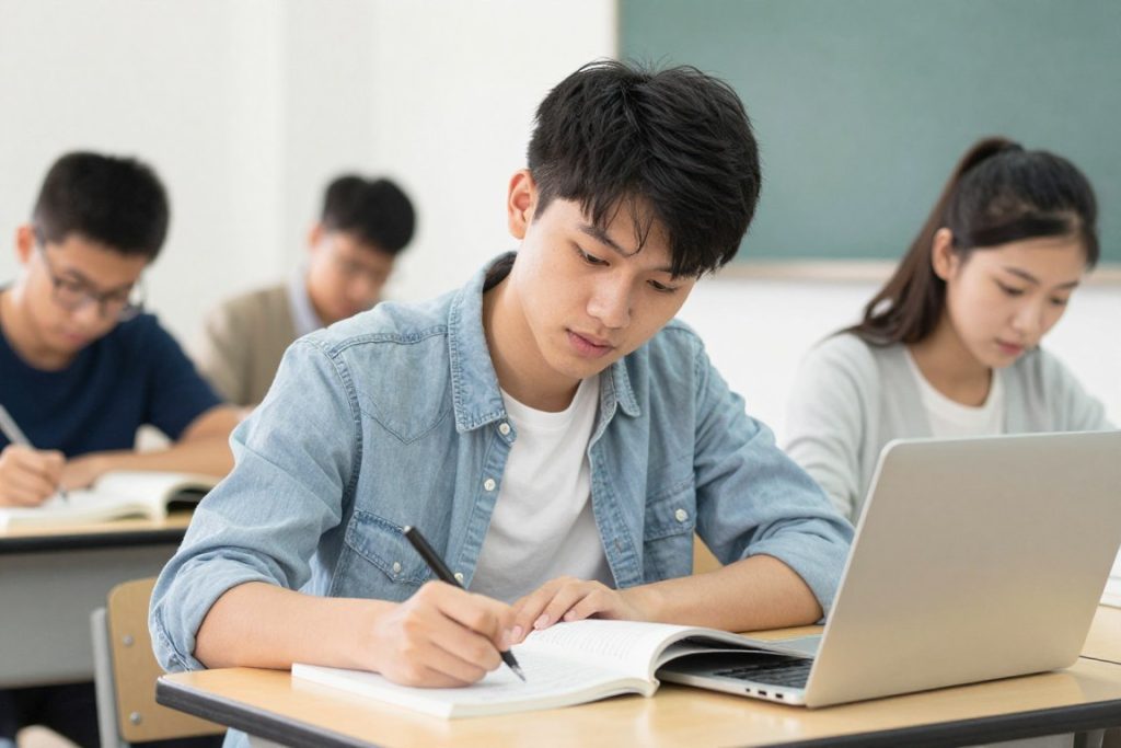 学生在课堂上认真记笔记和学习 学生在课堂上认真记笔记和学习