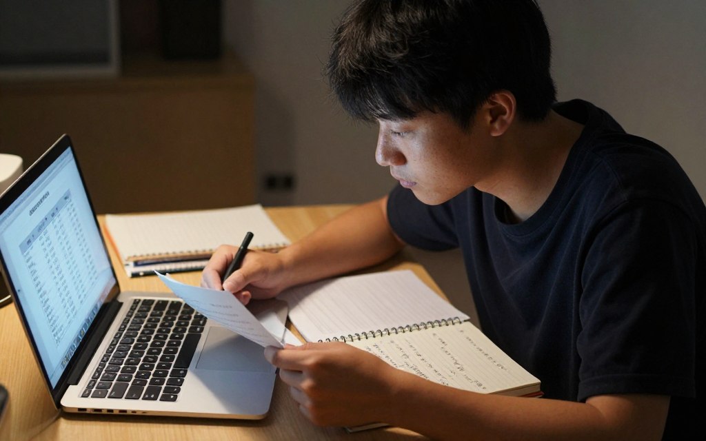 学生认真评估代考服务决策的场景 学生认真评估代考服务决策的场景